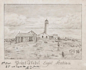 Department of Commerce. Bureau of Lighthouses - Point Isabel, Texas - Drawing of the Lighthouse, 1869
