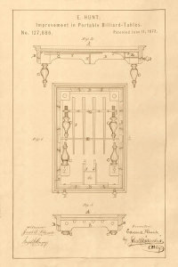 Department of the Interior. Patent Office. - Vintage Patent Illustrations: Portable Billiard-Table, 1872