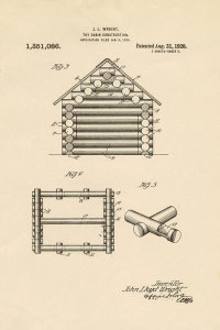 Department of the Interior. Patent Office. - Vintage Patent Illustrations: Toy Cabin Construction, 1920