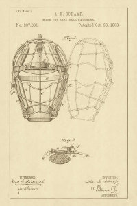 Department of the Interior. Patent Office. - Vintage Patent Illustrations: Mask for Baseball Catchers, 1883
