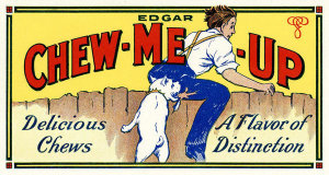 Department of the Interior. Patent Office. - Vintage Labels: Edgar Chew-Me-Up, For Chewing Candy, Dog, 1921