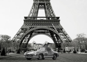 Gasoline Images - Roadster under the Eiffel Tower (BW)