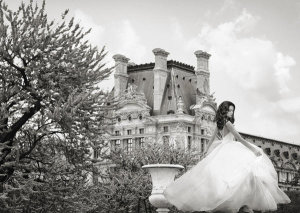 Haute Photo Collection - Young Woman at the Chateau de Chambord (BW)