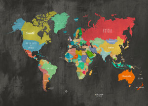 Joannoo - Modern Map of the World (Chalkboard)