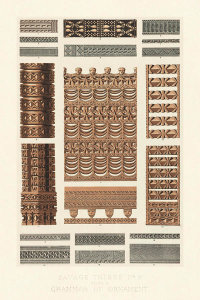 Owen Jones - Plate II, Savage Tribes No 2 from "The Grammar of Ornament", ca. 1856