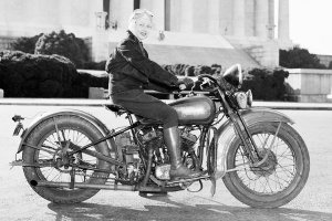 Harris & Ewing Collection - Mrs. Sally Halterman, the first woman with a motorcycle license in the District of Columbia, 1937