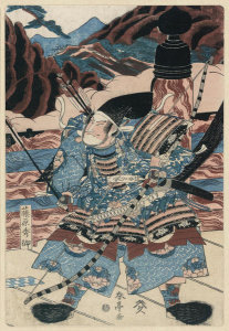 Shuntei Katsukawa - Fujiwara no hidesato no mukade taiji (Sea Monster Attack) – Triptych right panel, ca. 1815-20