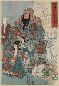 Utagawa Kuniyoshi - Meiyo migi ni tekinashi hidarijingorō (Famous people: The incomparable Hidari Jingoro) – Triptych right panel, ca. 1847-1850