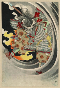 Taiso Yoshitoshi - Musha taira no tomomori (Ghost of Taira no Tomomori crashing through waves)