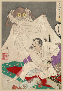 Taiso Yoshitoshi - Tsuchigumo (Earth Spider Demon attacks a man), ca. 1880s