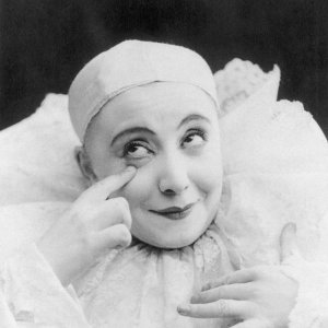 B.J. Falk - Pierrot Smiles and Wipes Away a Tear - Actress Pilar Morin, ca. 1895