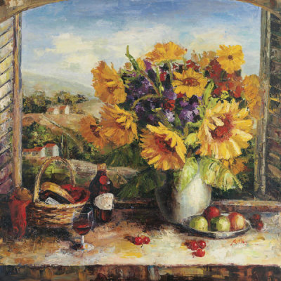 Hong - Sunflowers With Fruit And Wine II