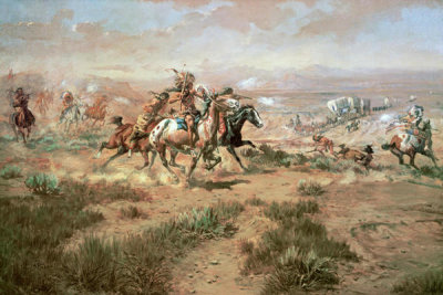 Charles M. Russell - The Attack On The Wagon Train