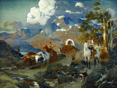 David Johnson - Emigrant Train at Donner Lake