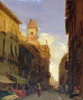 Richard Parkes Bonington - A View of Prince Maffei's Palace, Verona