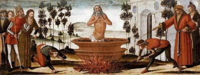 Benvenuto Di Giovanni - Saint John The Evangelist In a Vat of Boiling Oil: a Predella Panel