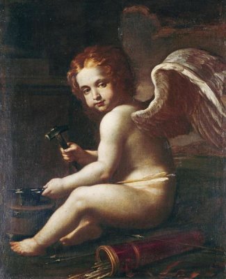 Giovan Francesco Gessi - Cupid Sharpening His Arrows