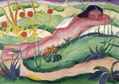 Franz Marc - Nude Lying In The Flowers