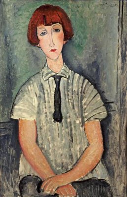 Amedeo Modigliani - Young Girl In a Striped Shirt