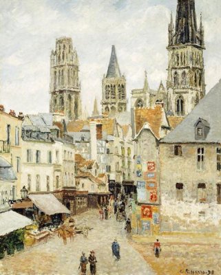 Camille Pissarro - Rue De L'Epicerie In Rouen On a Gray Morning