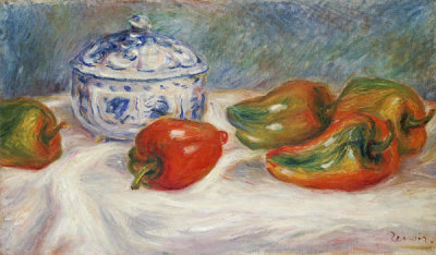 Pierre-Auguste Renoir - Still Life With a Blue Sugar Bowl and Peppers