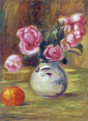 Pierre-Auguste Renoir - Vase de roses et orange