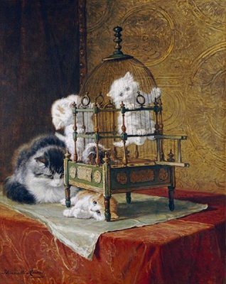 Henriette Ronner-Knip - Caged Kittens