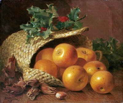 Eloise Harriet Stannard - Still Life With Apples, Hazelnuts and Holly