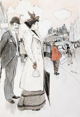 Theophile Steinlen - A Couple Waiting For a Bus
