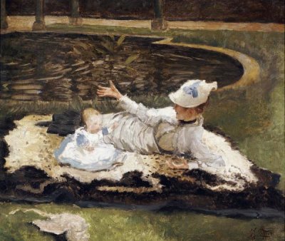 James Jacques Tissot - Mrs Newton With a Child By a Pool