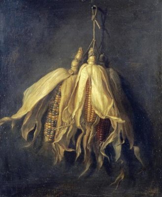 Cornelis Van Spaendonck - Three Corncobs Hanging From a Nail