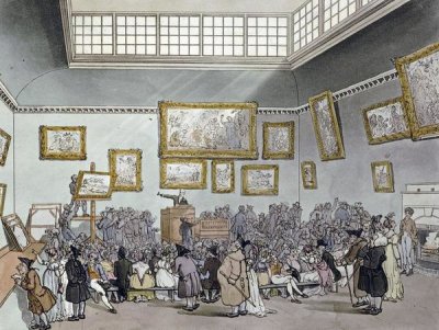 R. Ackermann - Colored Aquatint of Christies Auction Room