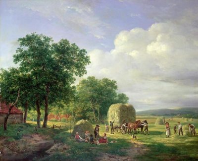 Hendrik Van De Sande Bakhuyzen - A Wooded Landscape With Haymakers