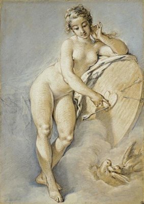 Francois Boucher - Venus Standing, Gesturing Towards a Heart on a Target