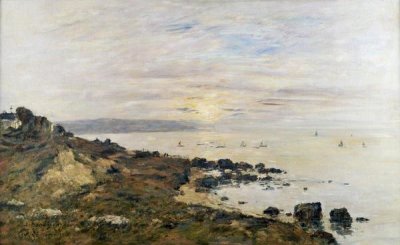 Eugene Boudin - Cliffs at Benerville, Sunset