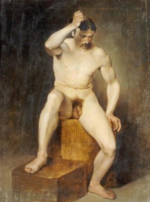 Hans Von Staschiripka Canon - A Seated Male Nude