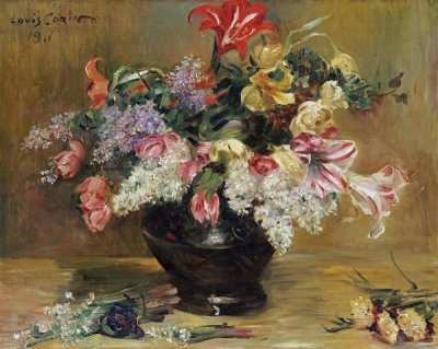 Lovis Corinth - Amaryllis, Lilac and Tulips