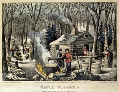 Currier and Ives - Maple Sugaring - Early Spring In The Northern Woods