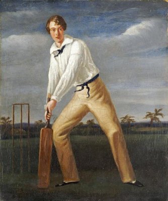 English School - A Cricketer at The Crease