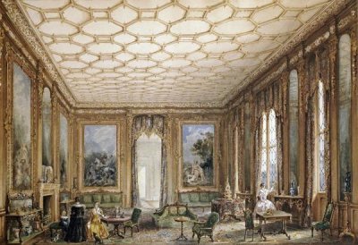 English School - View of a Jacobean-Style Grand Drawing Room