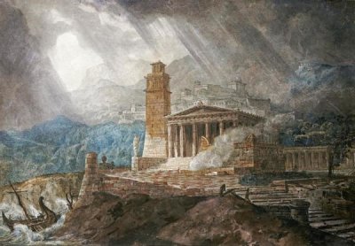 Joseph Michael Gandy - A Capriccio of a Roman Port During a Storm