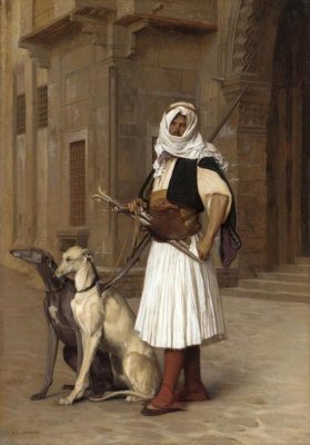 Jean-Leon Gerome - Anaute Avec Deux Chiens Whippets