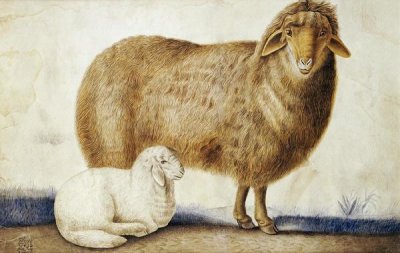Abul Hasan Ghaffari - A Ewe and Her Lamb