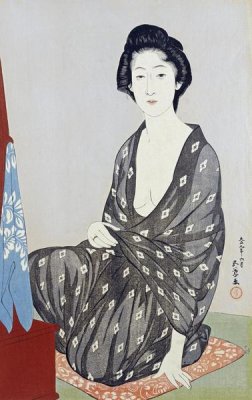 Hashiguchi Goyo - A Beauty In a Black Kimono