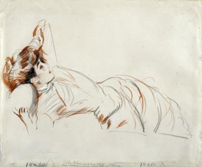 Paul-Cesar Helleu - An Elegant Lady Reclining