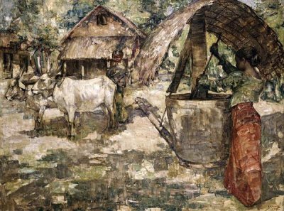Edward Atkinson Hornel - Milling Grain, Ceylon