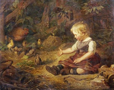 Hans Adolf Hornemann - Feeding The Chickens