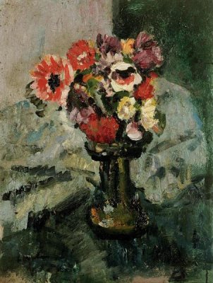 George Leslie Hunter - Anemones and Other Flowers In a Vase