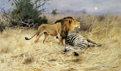 Wilhelm Kuhnert - A Lion With His Prey