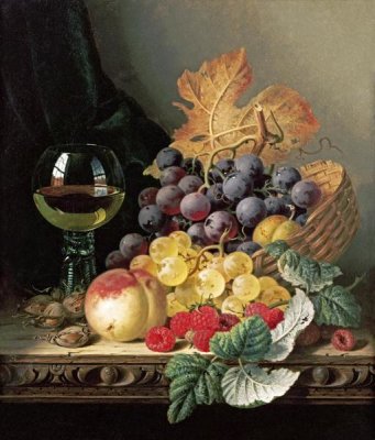 Edward Ladell - A Basket of Grapes, Raspberries